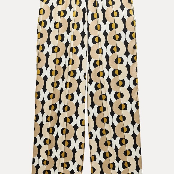 ZARA Geometric Print Straight Leg Pants - Picture 2 of 4